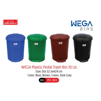 WEGA Plastic Pedal Trash Bin 10 Ltr.